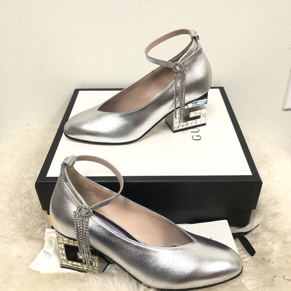 Gucci AMBER Crystal G Block Heel Madelyn Marmont Mary Jane Pump 37/37.5/38.5 - Picture 8 of 12